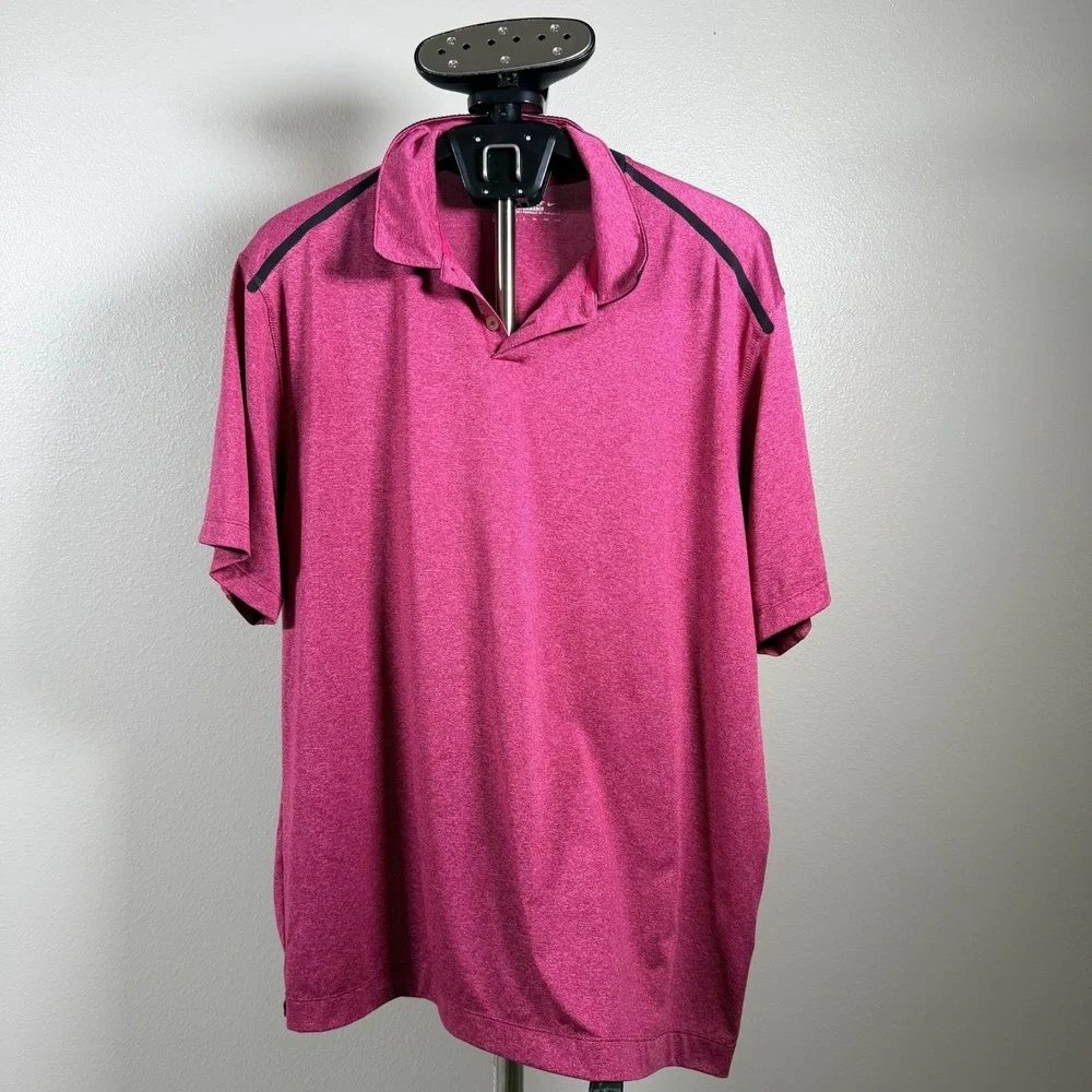 Nike Golf Tour Performance Polo Shirt Mens 2XL Pink Dri Fit Tennis Athleisure
